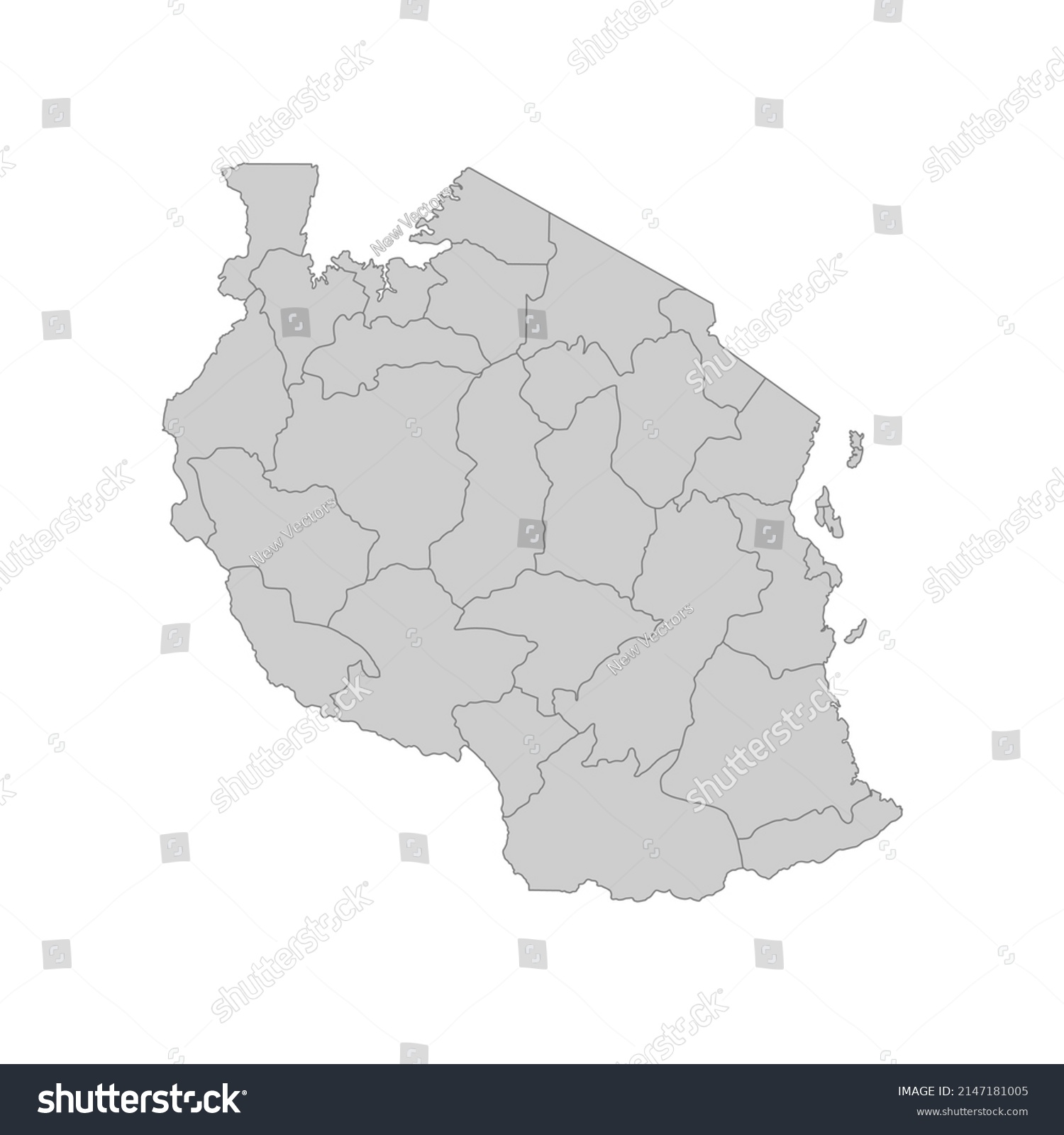 Outline Political Map Tanzania High Detailed Stock Vector Royalty Free   Stock Vector Outline Political Map Of The Tanzania High Detailed Vector Illustration 2147181005 