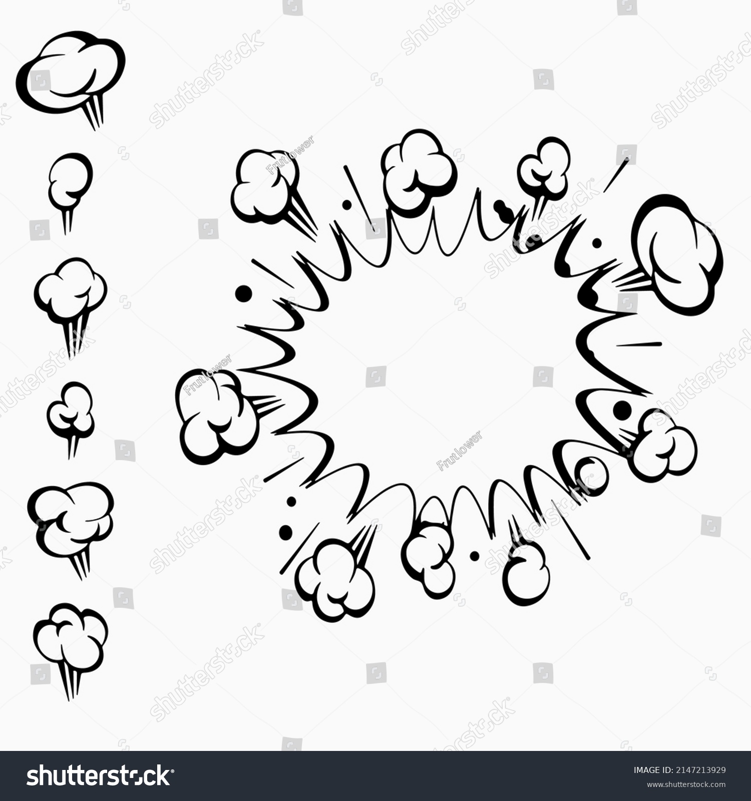 Blows Steam Cloud Comic Smoke Line Stock Vector Royalty Free 2147213929 Shutterstock 0377