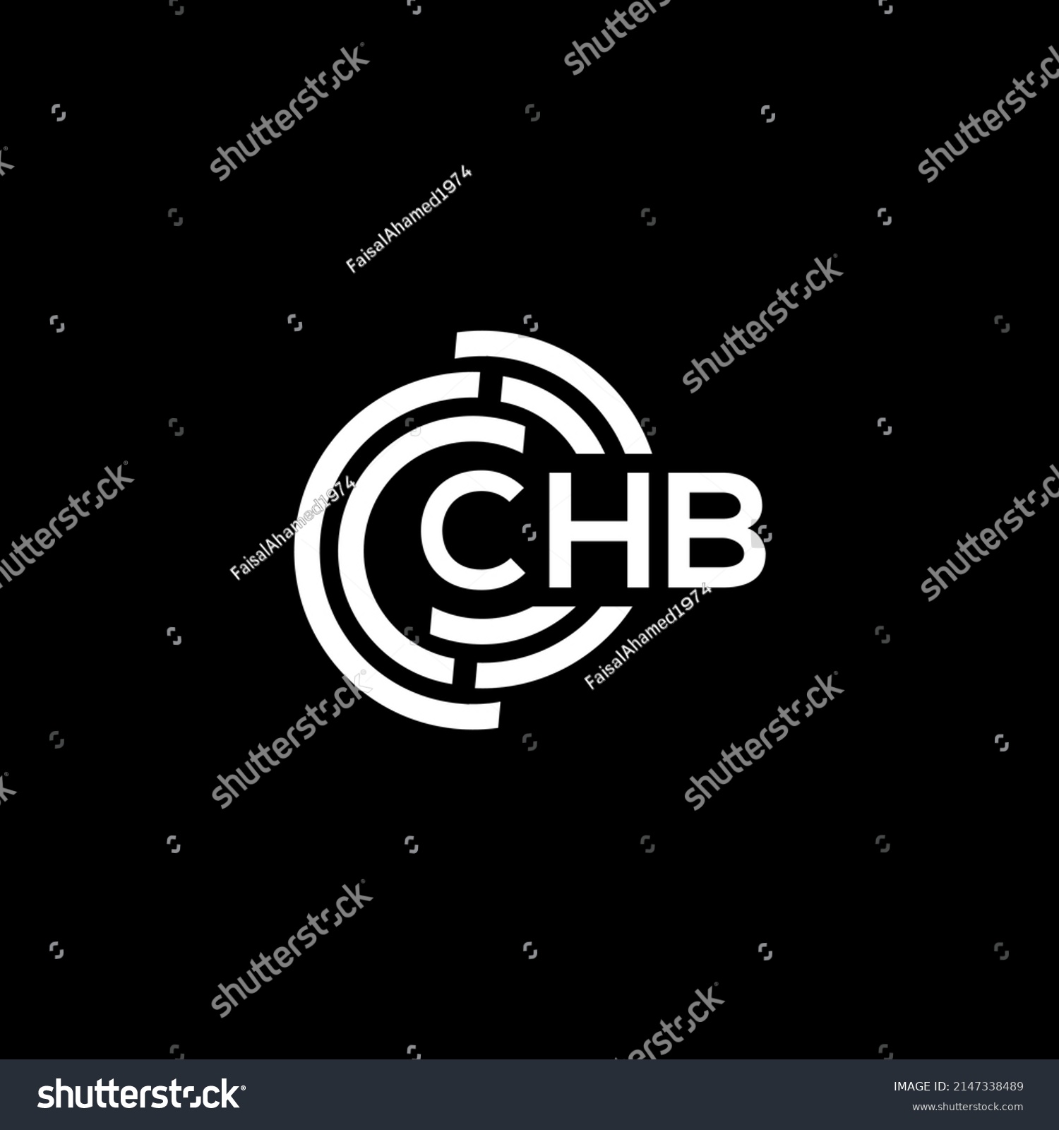 Chb Letter Logo Design On Black Stock Vector Royalty Free 2147338489