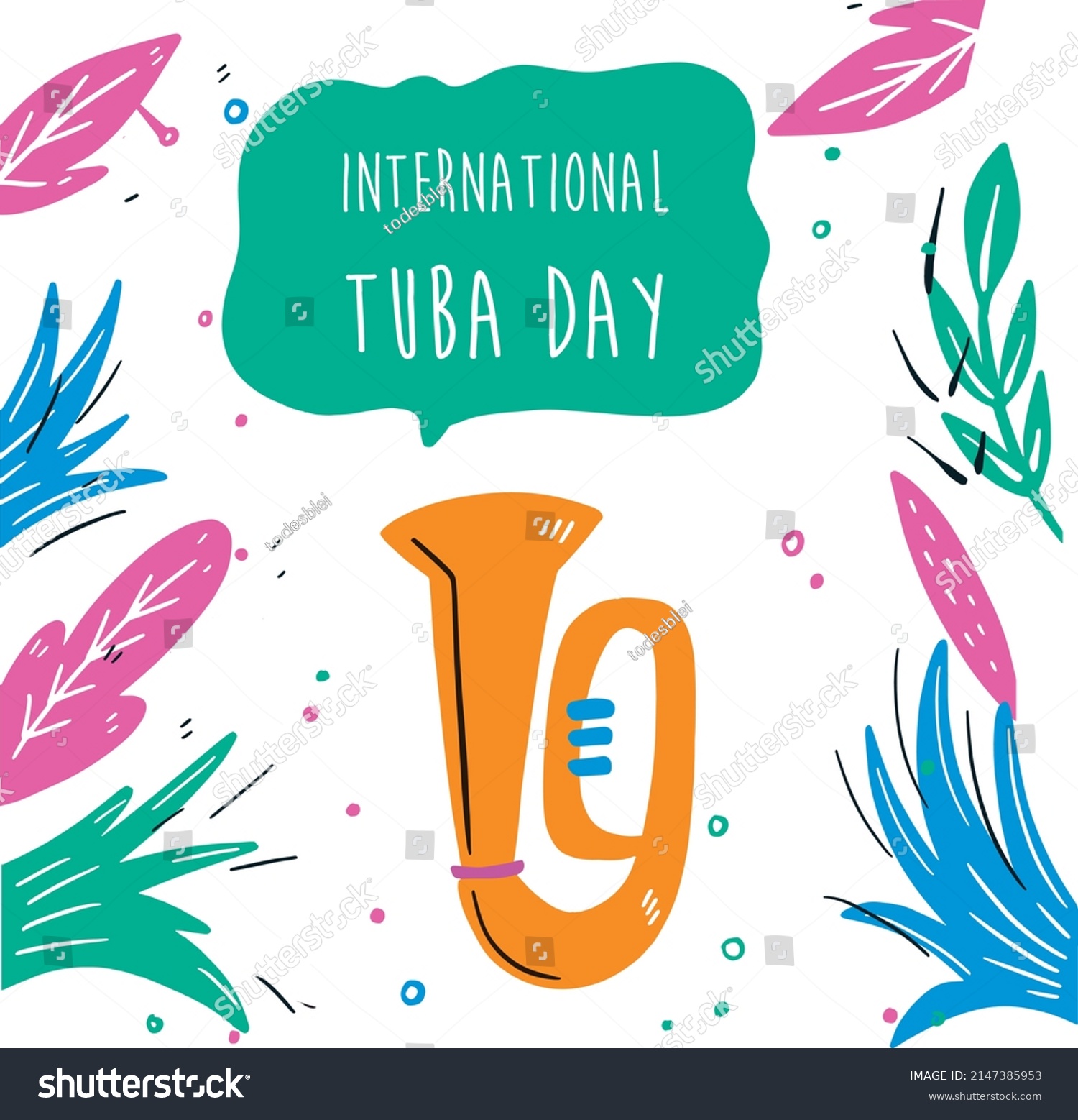 6 May International Tuba Day Stock Vector (Royalty Free) 2147385953