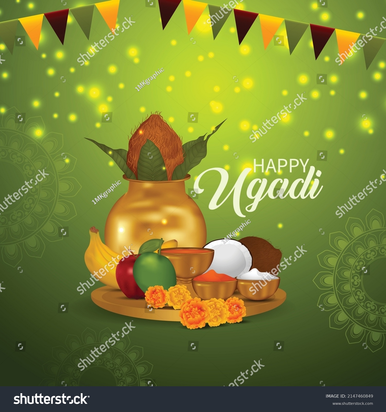 Indian Traditional Festival Happy Ugadi Celebration Stock Vector ...