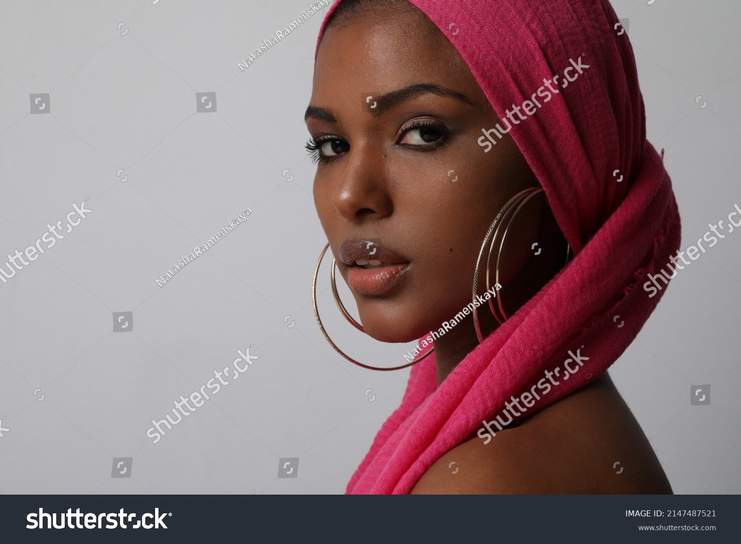 Smiling African American Woman Traditional Turban Stock Photo ...