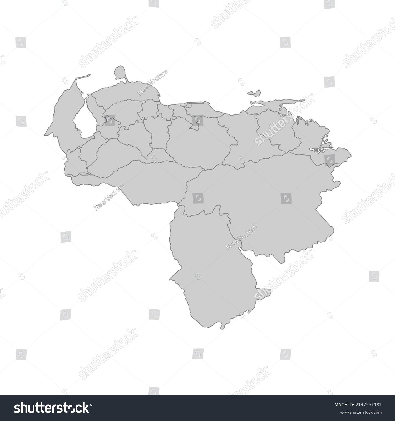 Outline Political Map Venezuela High Detailed Stock Vector (Royalty ...