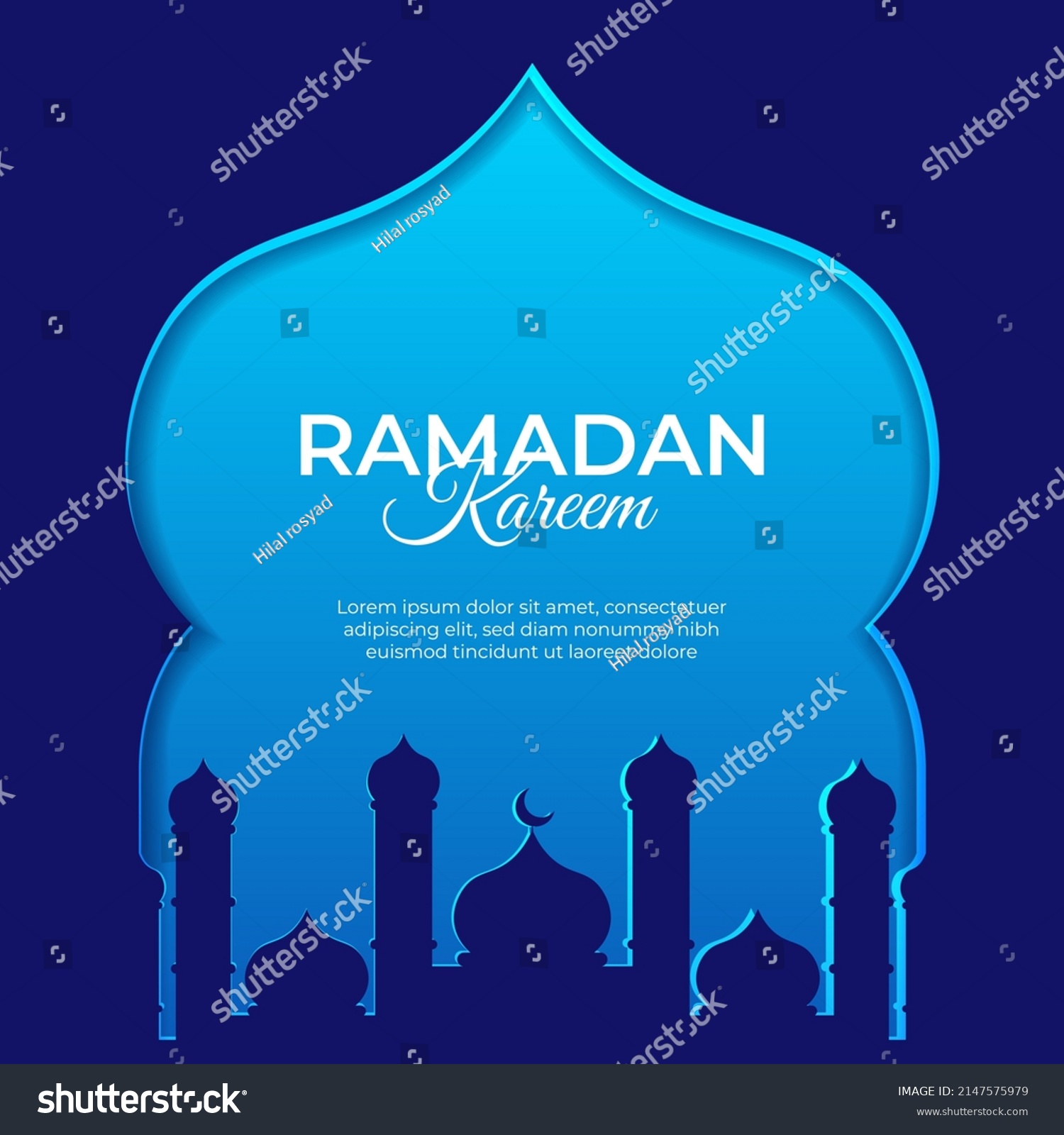 Paper Cut Mosque Silhouette Islamic Festival Stock Vector (Royalty Free ...