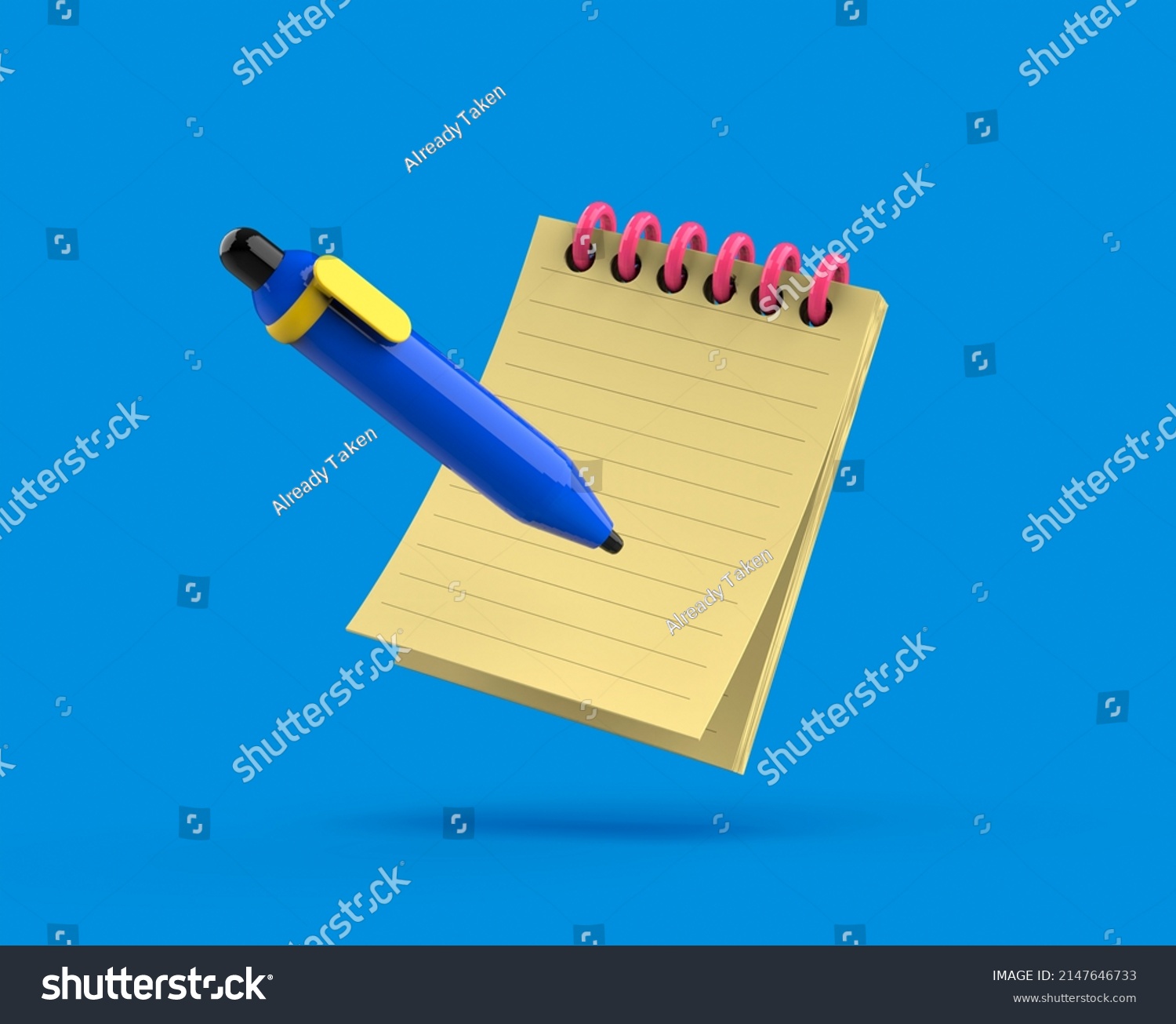 Writing Concept Pen Notes 3d Render Stock Illustration 2147646733 ...