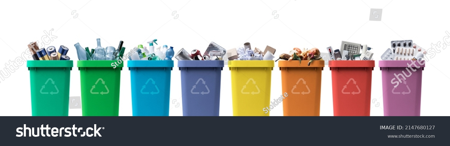 Collection Waste Bins Full Different Types Stock Photo 2147680127 ...