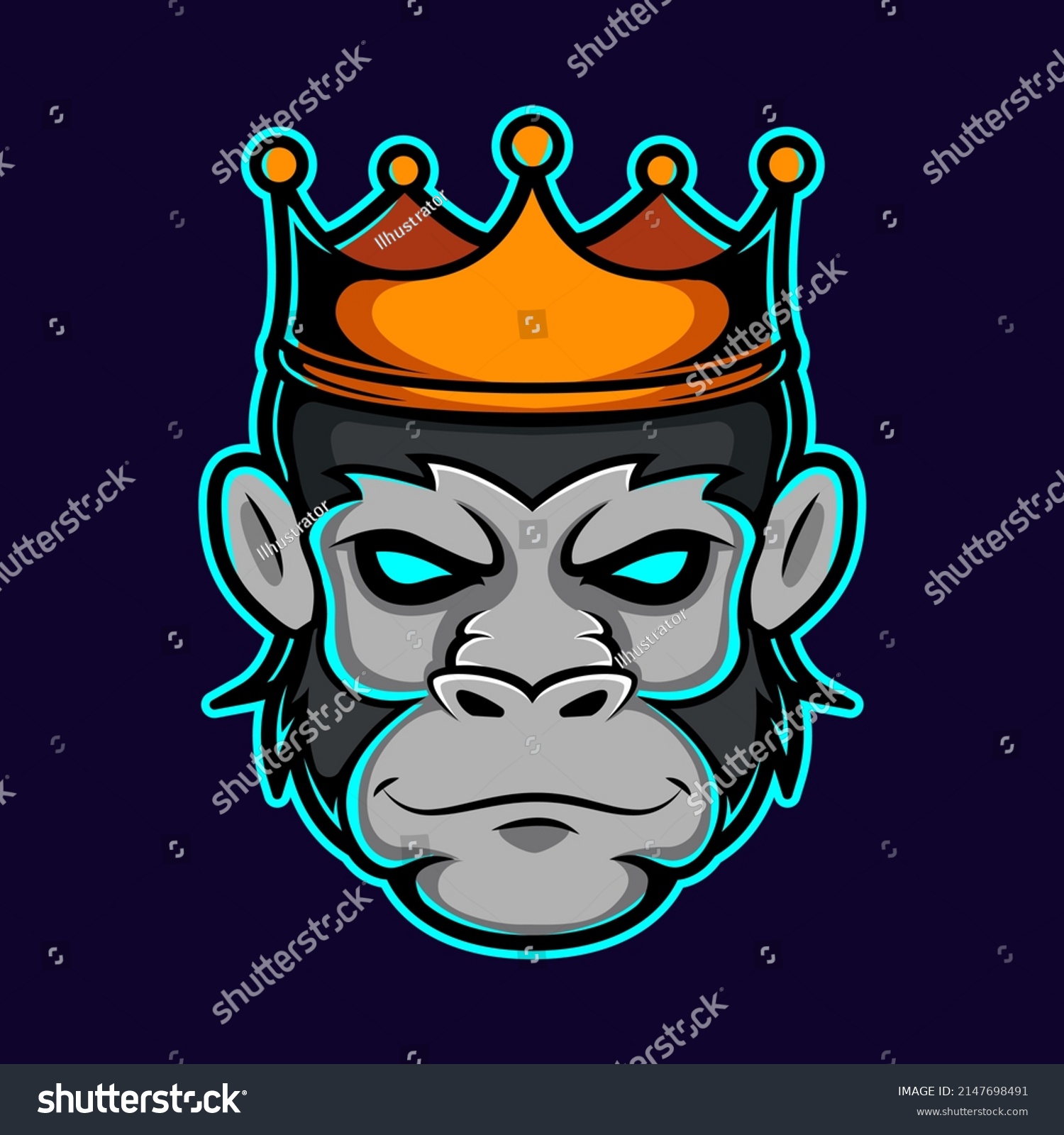 King Kong Head Mascot Logo Stock Vector (Royalty Free) 2147698491 ...