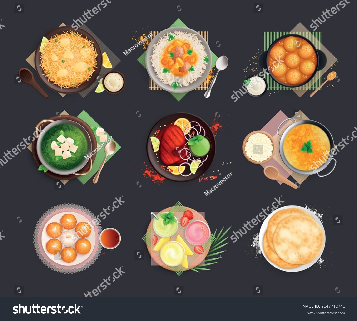 plate of indian food clipart