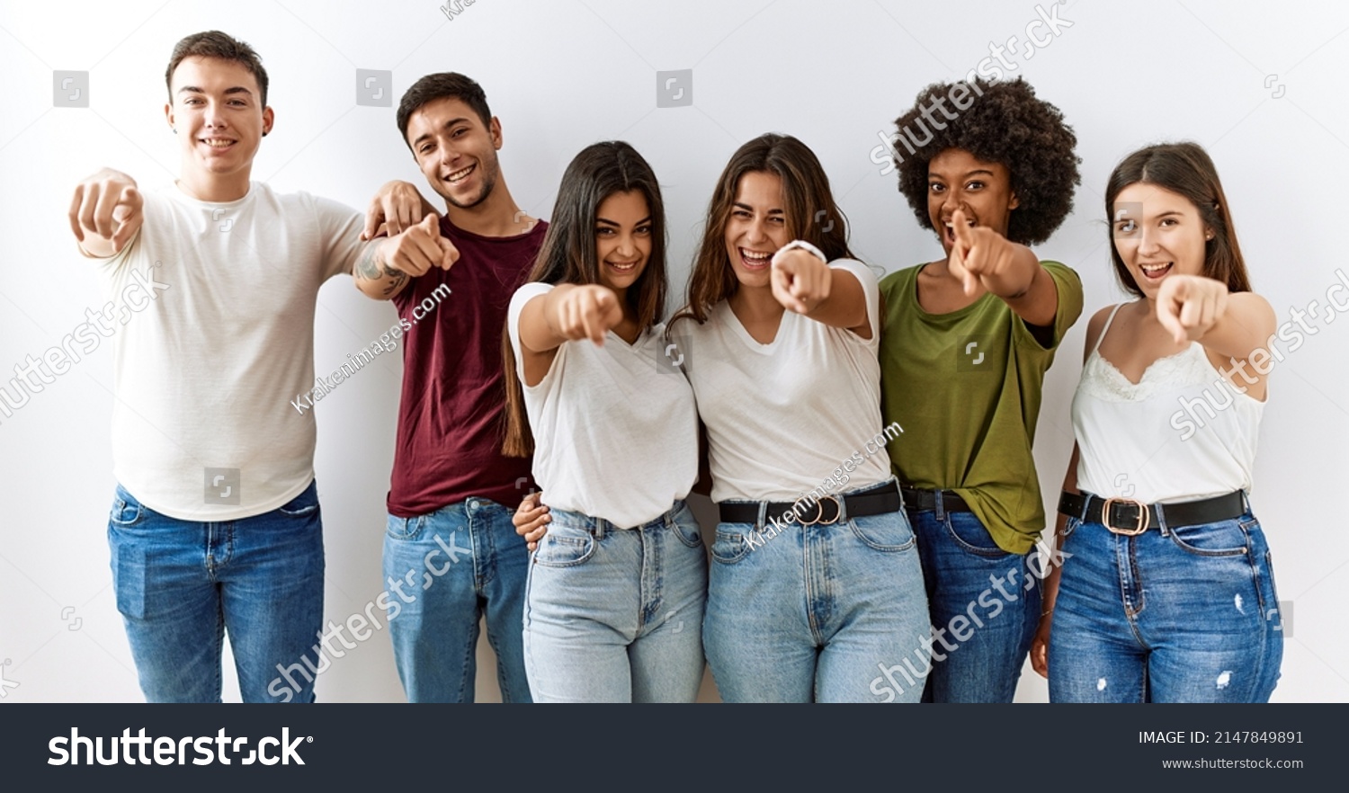 Group Young Friends Standing Together Over Stock Photo 2147849891 ...