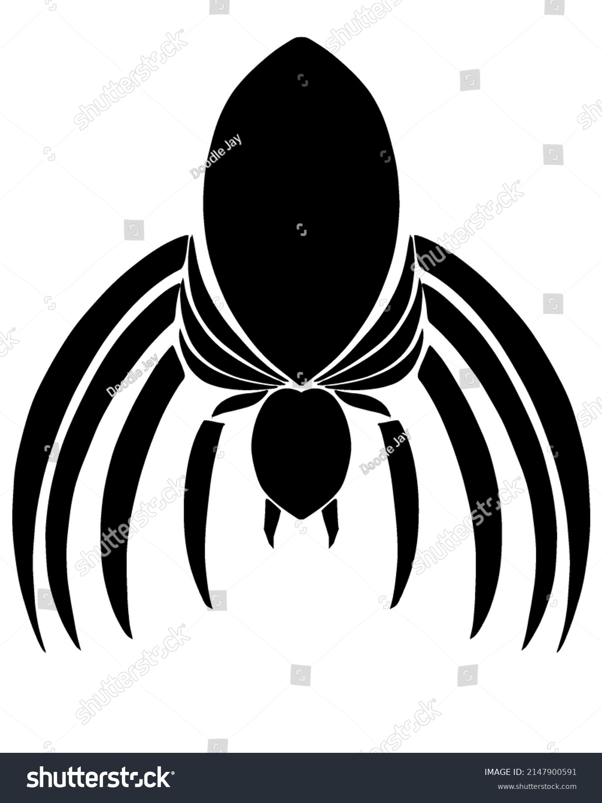 Simple Black Spider Silhouette Symbol Stock Illustration 2147900591