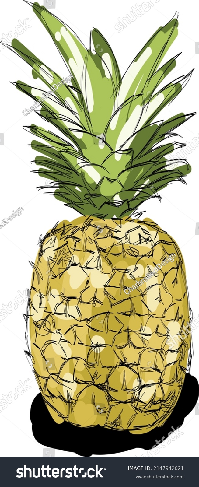 Pineapple Illustration White Background Fruit Vector Stock Vector Royalty Free