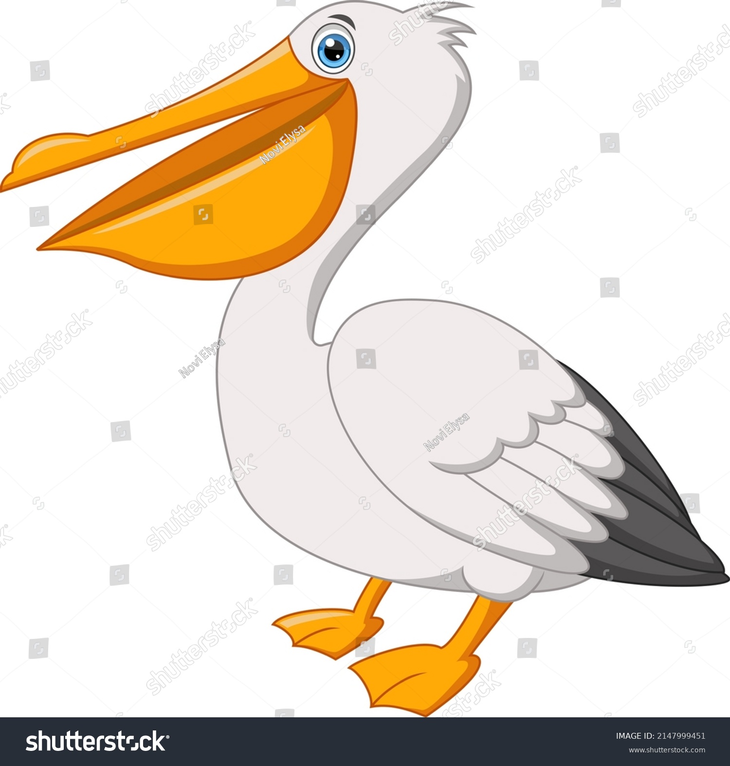 Cute Pelican Cartoon Isolated On White Stock Vector (Royalty Free ...