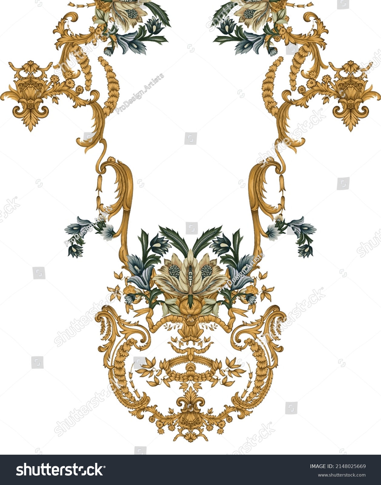 Digital Textile Design Ornament Motif Stock Illustration 2148025669 ...