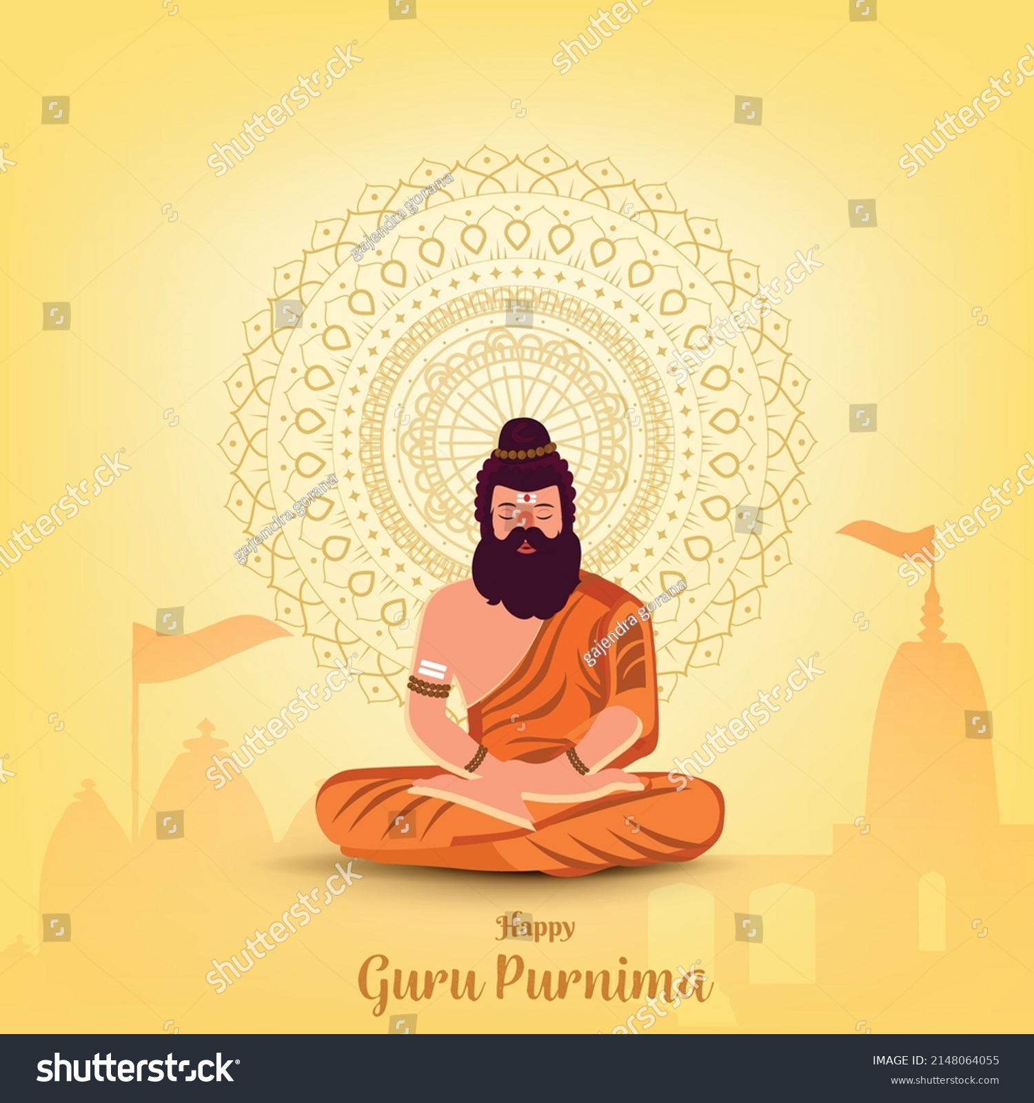 Illustration Indian Hindu Saint Guru Purnima Stock Vector (Royalty Free ...