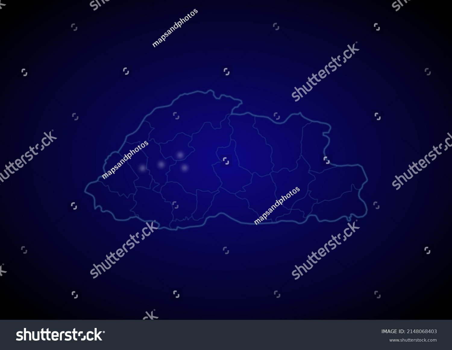 Bhutan Concept Vector Map Glowing Cities Stock Vector (Royalty Free ...