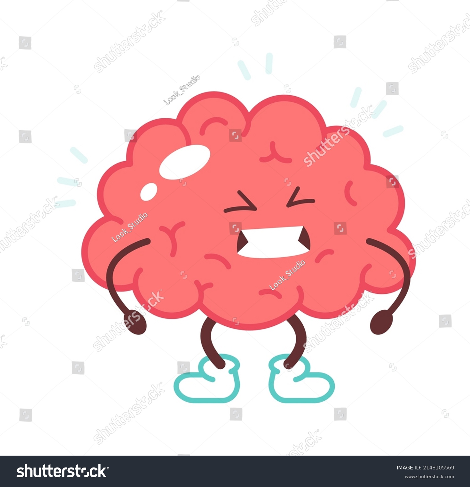 Cartoon Angry Brains Vector Illustration Stock Vector (Royalty Free ...