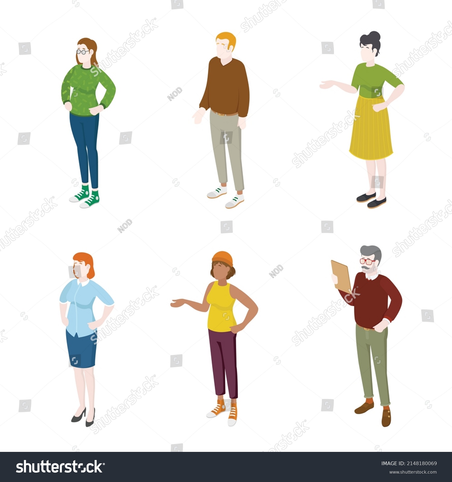 Set Different Isometric People On White Stock Vector (Royalty Free ...