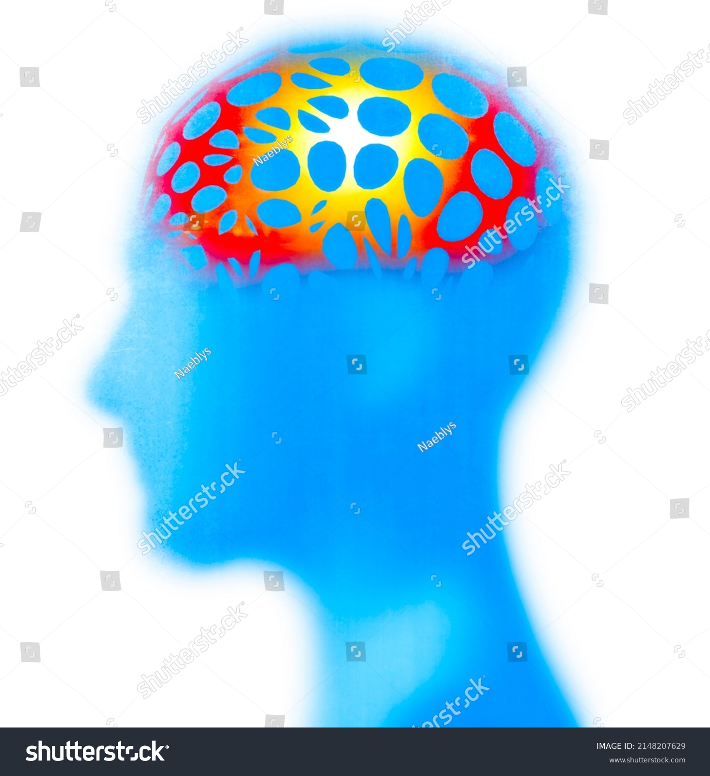 side-view-man-headache-brain-pain-stock-illustration-2148207629