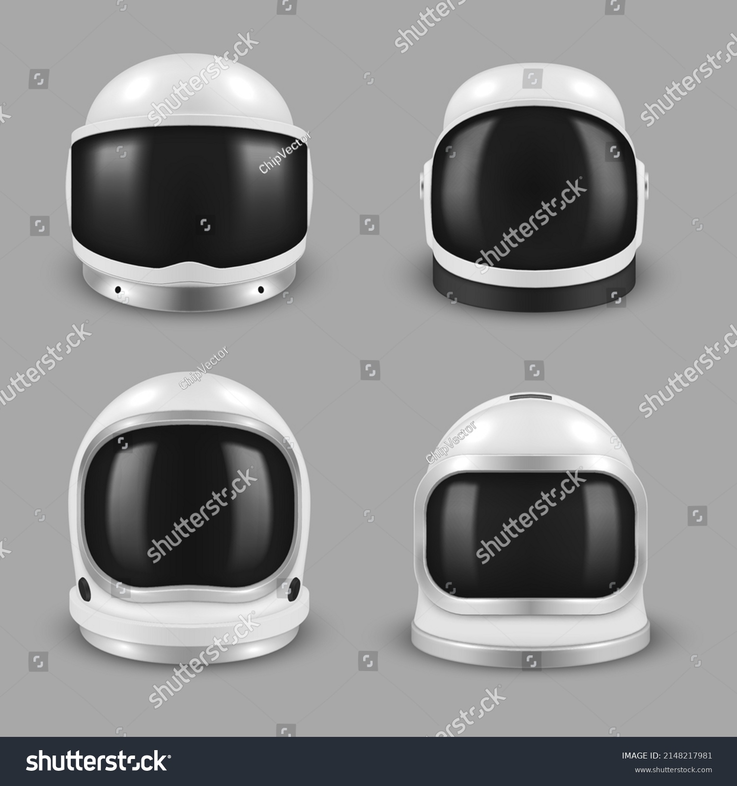 Collection Realistic Astronaut Helmet Protective Glass Stock Vector ...