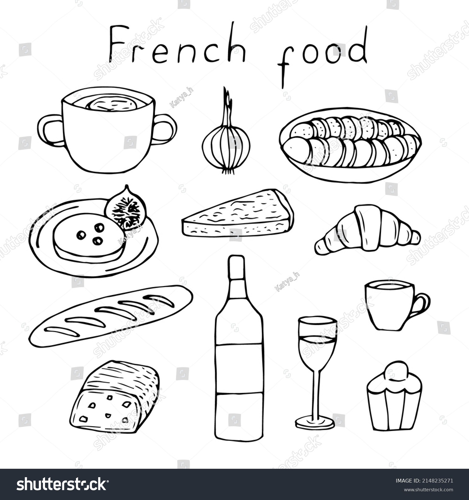 French Food Vector Illustration Hand Drawing Stock Vector (royalty Free 