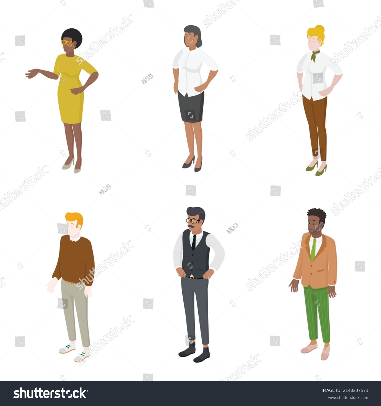 Set Different Isometric People On White Stock Vector (Royalty Free ...