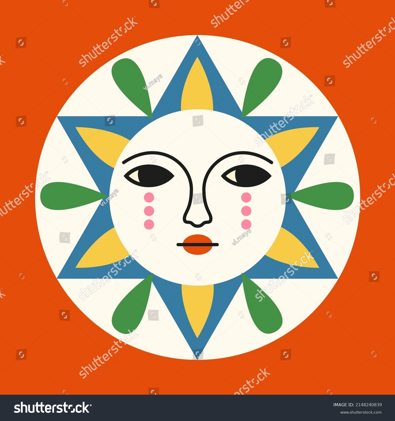 Stylized Cute Sun Face Drawn Character Stock Vector Royalty Free 2148240839 Shutterstock 2394