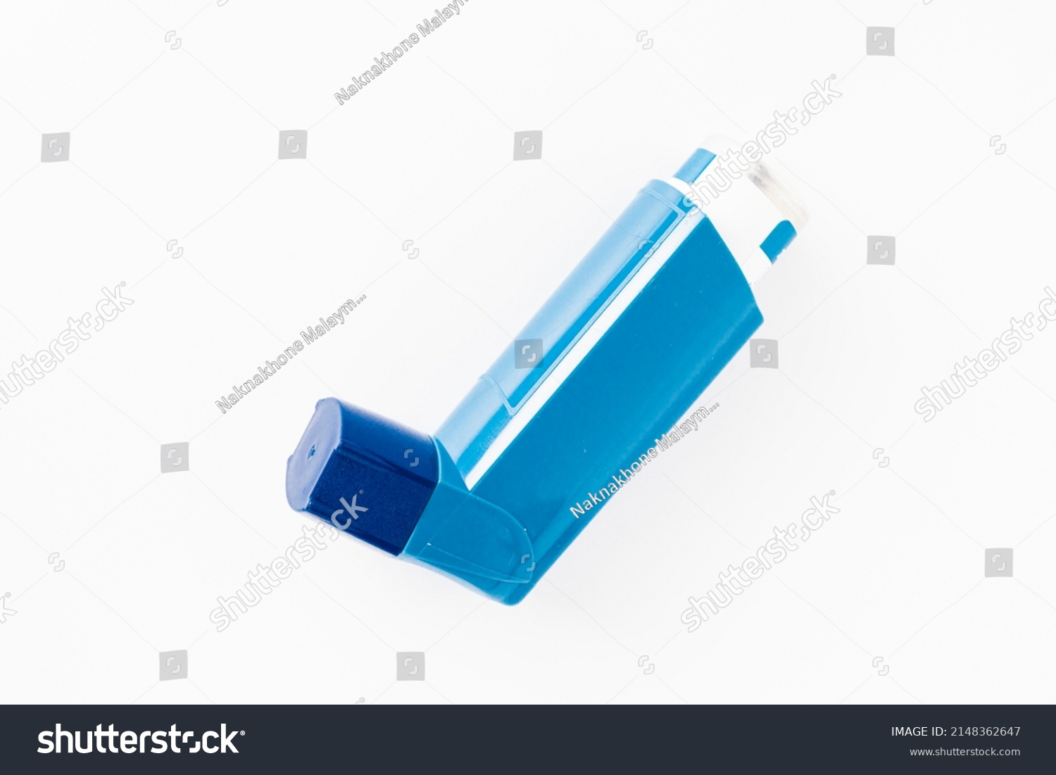 Blue Asthma Inhaler Blank Label Isolated Stock Photo 2148362647 ...