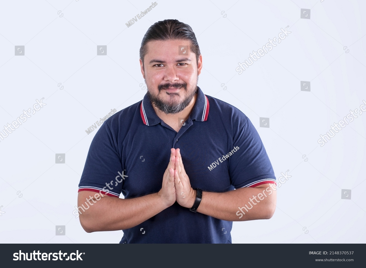 Front View Bearded Man Bowing Down Stock Photo 2148370537 | Shutterstock