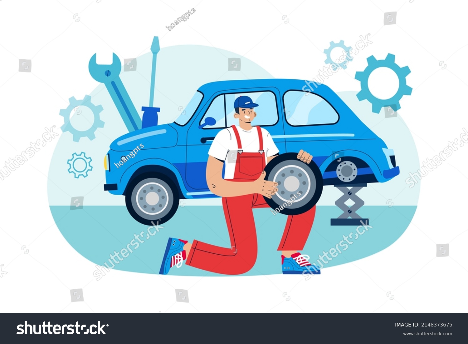 Tire Services Illustration Concept Flat Illustration Stock Vector ...