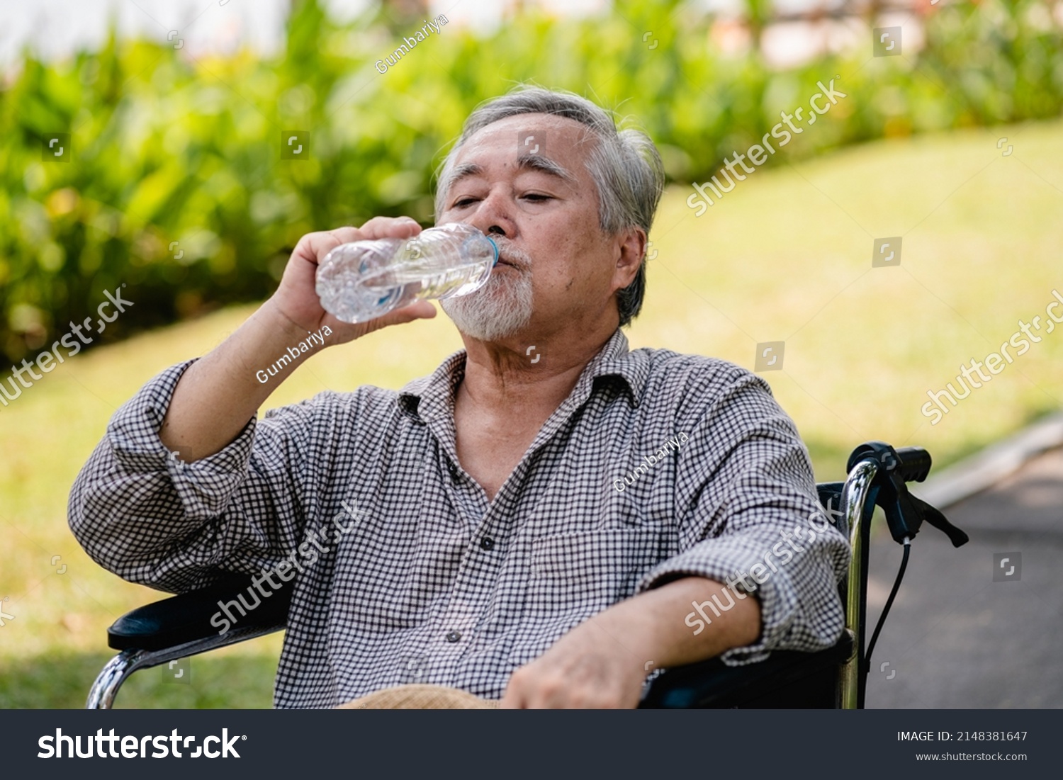 Happy Asian Senior Man Smiling Sitting Stock Photo 2148381647 ...