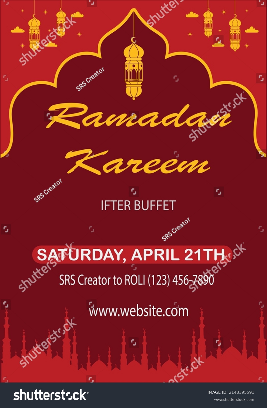 Traditional Islamic Ramadan Kareem Invitation Card Stock Vector ...