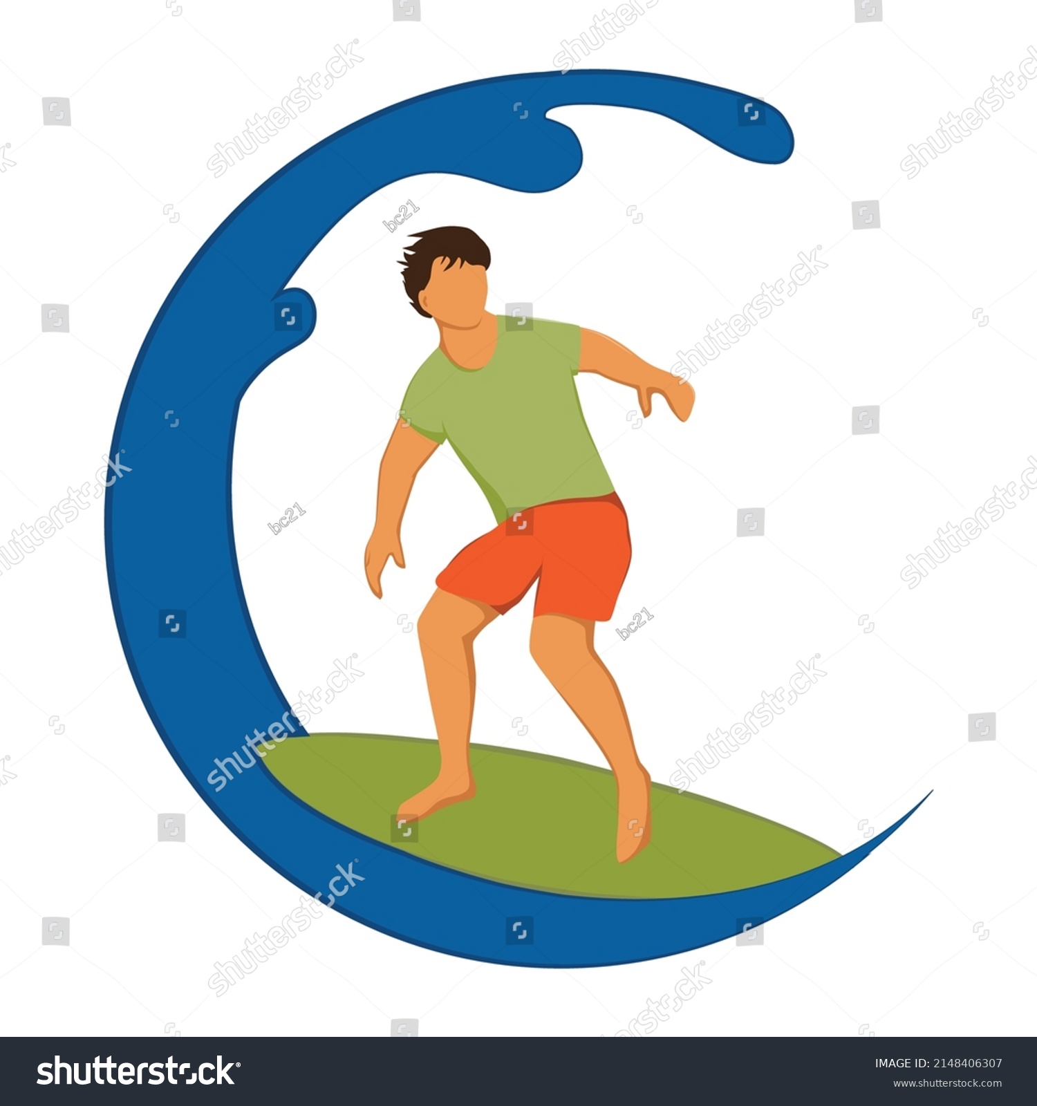 Surfing Man Vector Graphic Design Element Stock Vector (Royalty Free ...