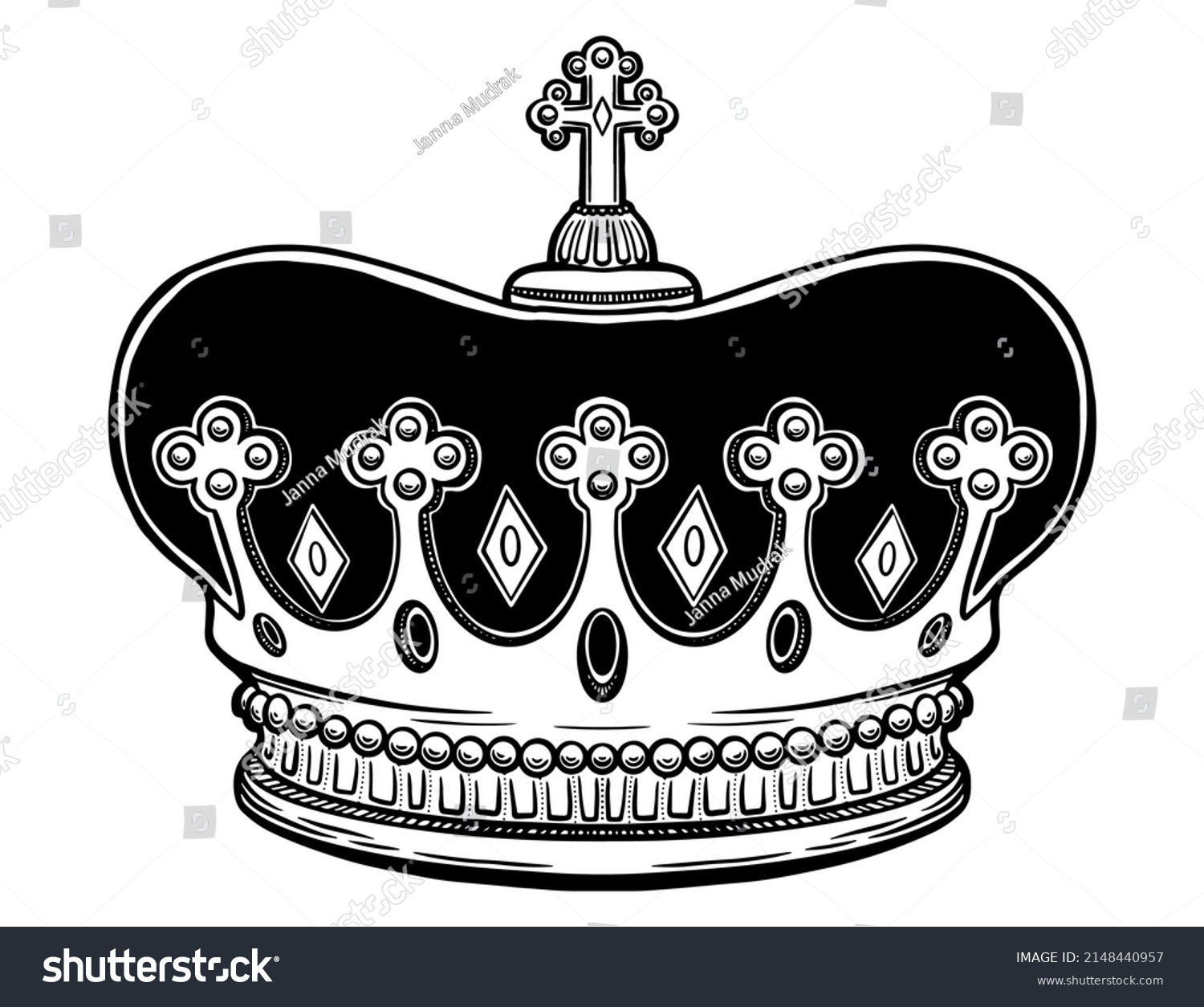 Hand Drawn Crown Luxury Crowns Sketch Stock Illustration 2148440957 ...