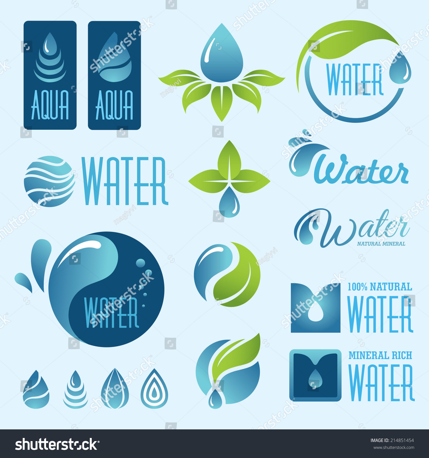 Set Water Signs Symbols Vector Stock Vector (Royalty Free) 214851454 ...