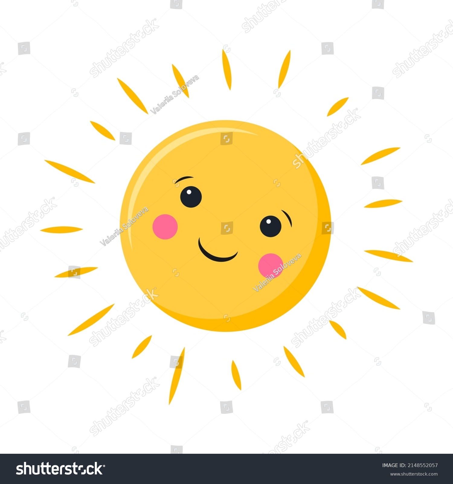 Simple Sun Face Eyes Cute Abstract Stock Vector (Royalty Free ...