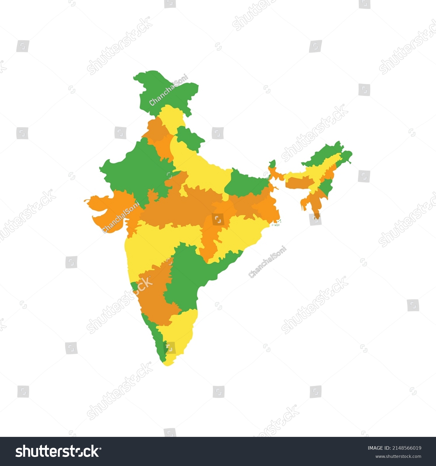 Vector All State Map India Stock Vector (Royalty Free) 2148566019 ...