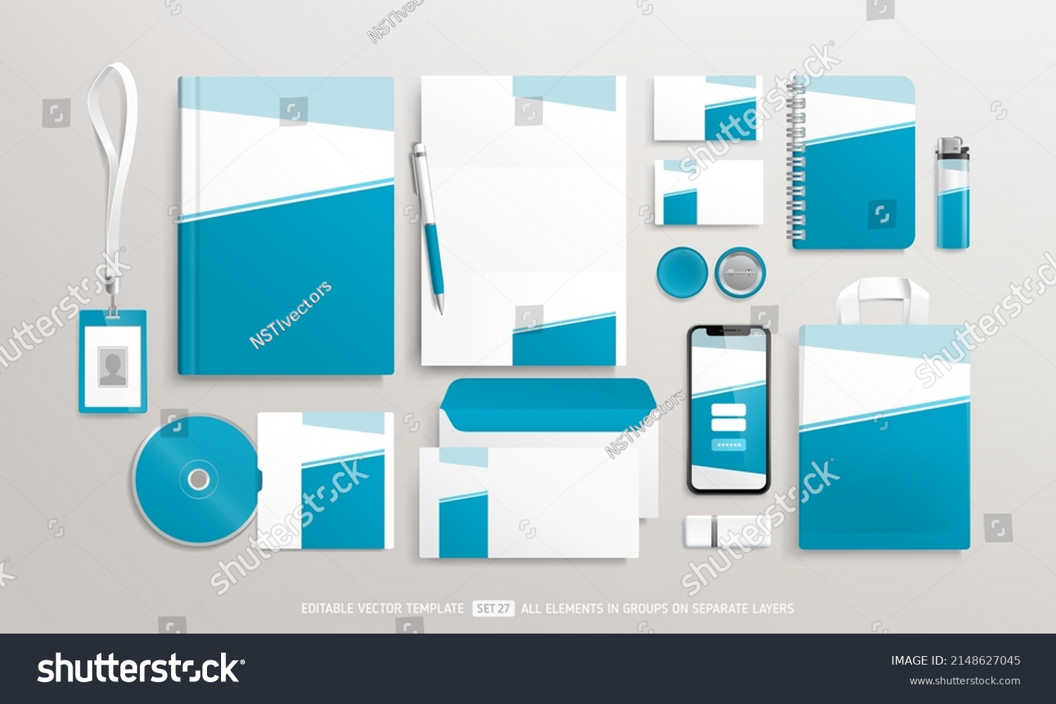 Business Stationery Brand Identity Mockup Set Stock Vector (Royalty ...