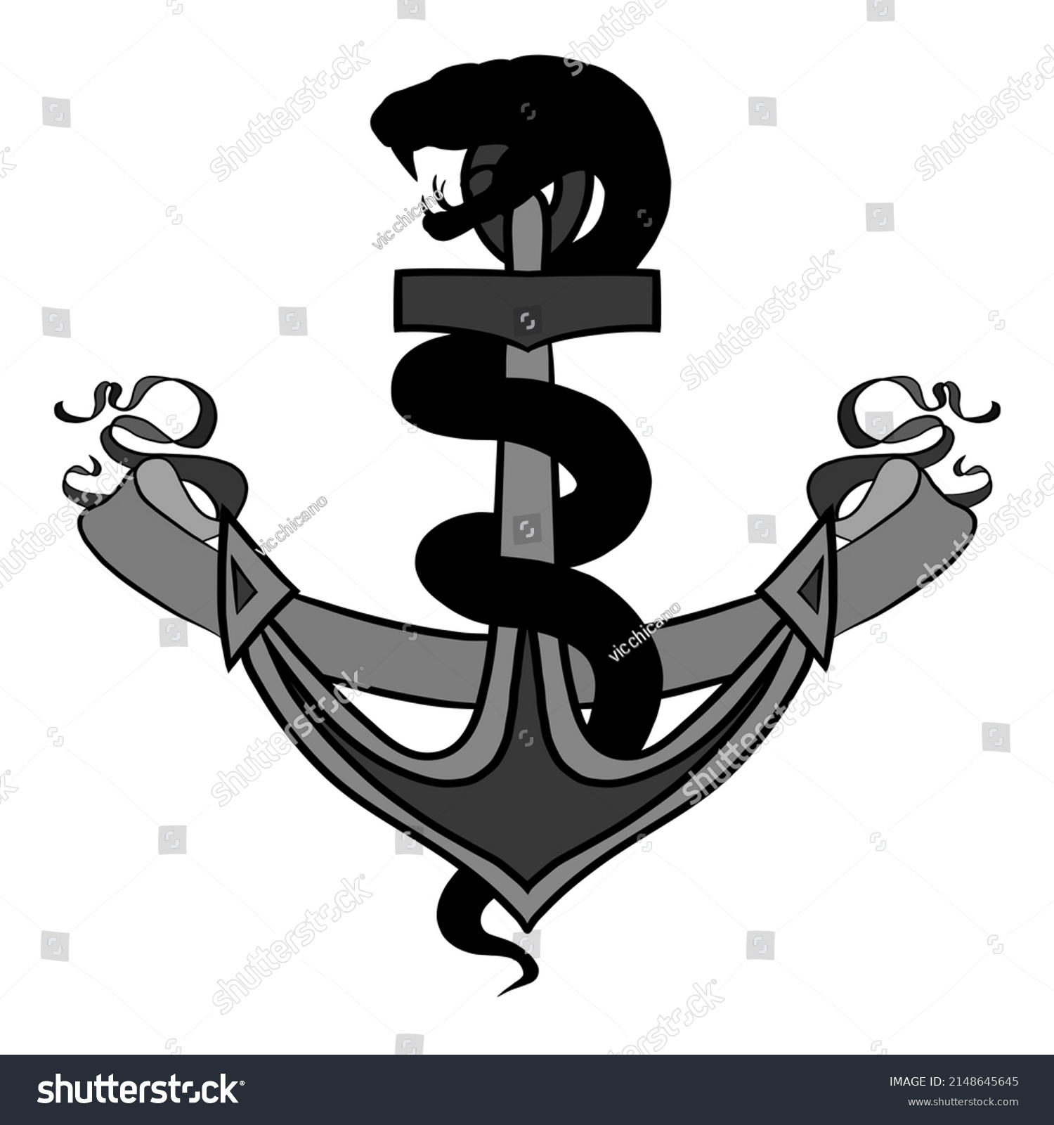 Snake Anchor Ribbon Illustration Tattoo Logo Stock Illustration Shutterstock