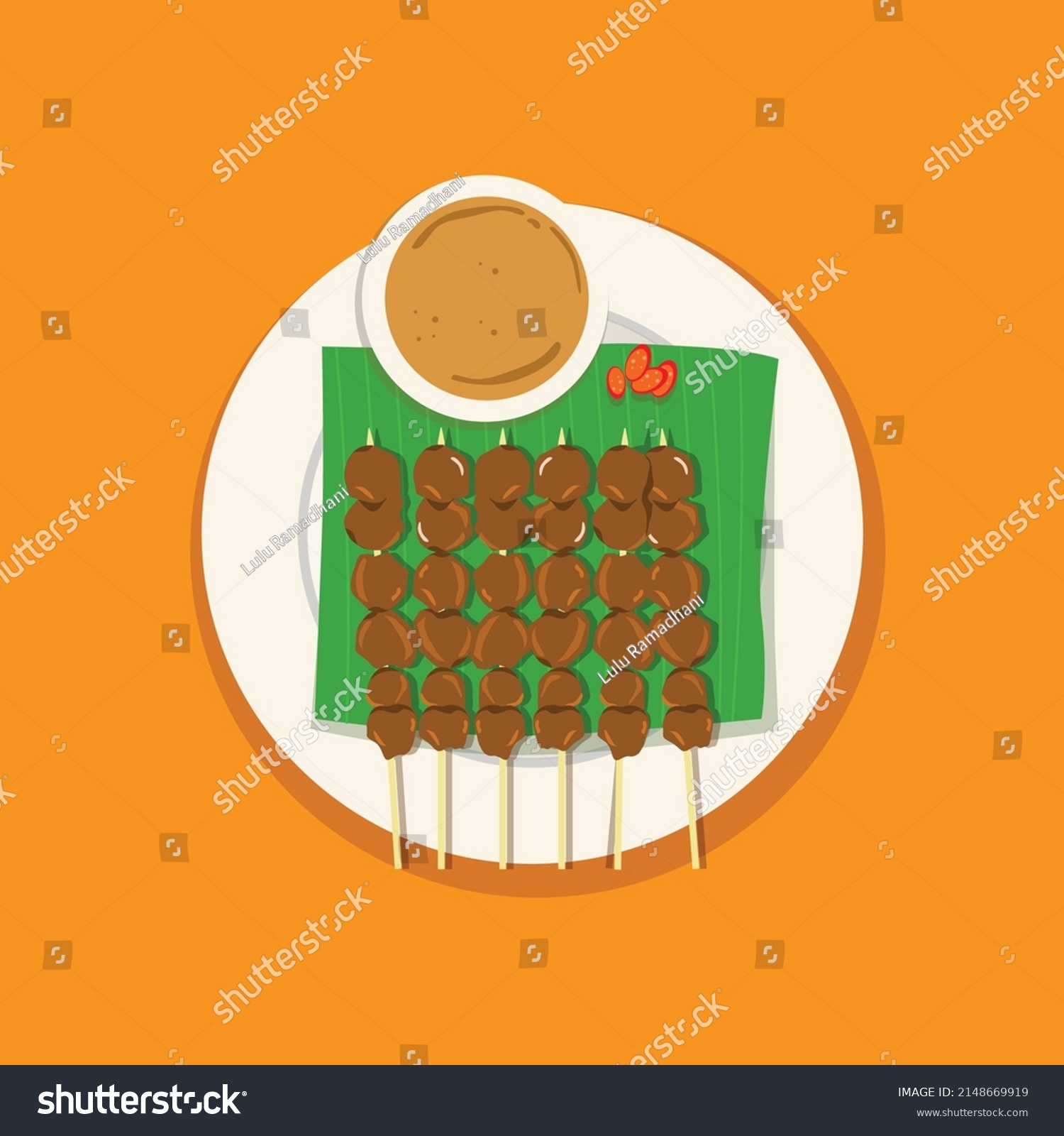 Sate Satay Indonesian Traditional Food Stock Vector Royalty Free