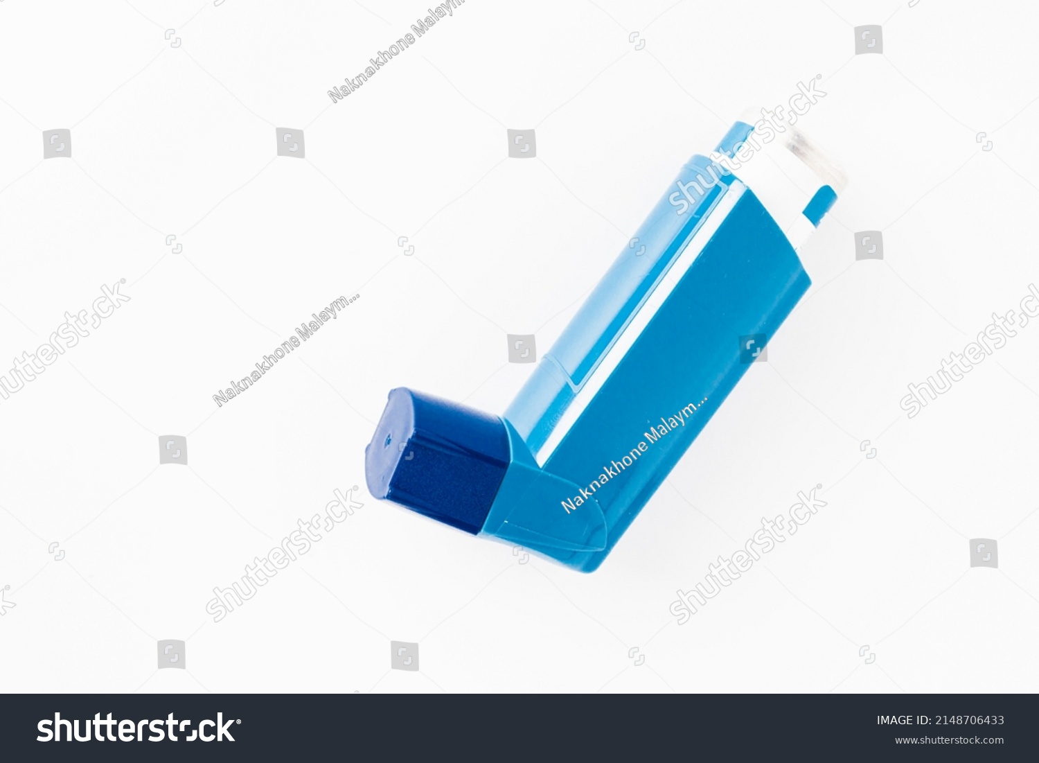 Blue Asthma Inhaler Blank Label Isolated Stock Photo 2148706433 ...