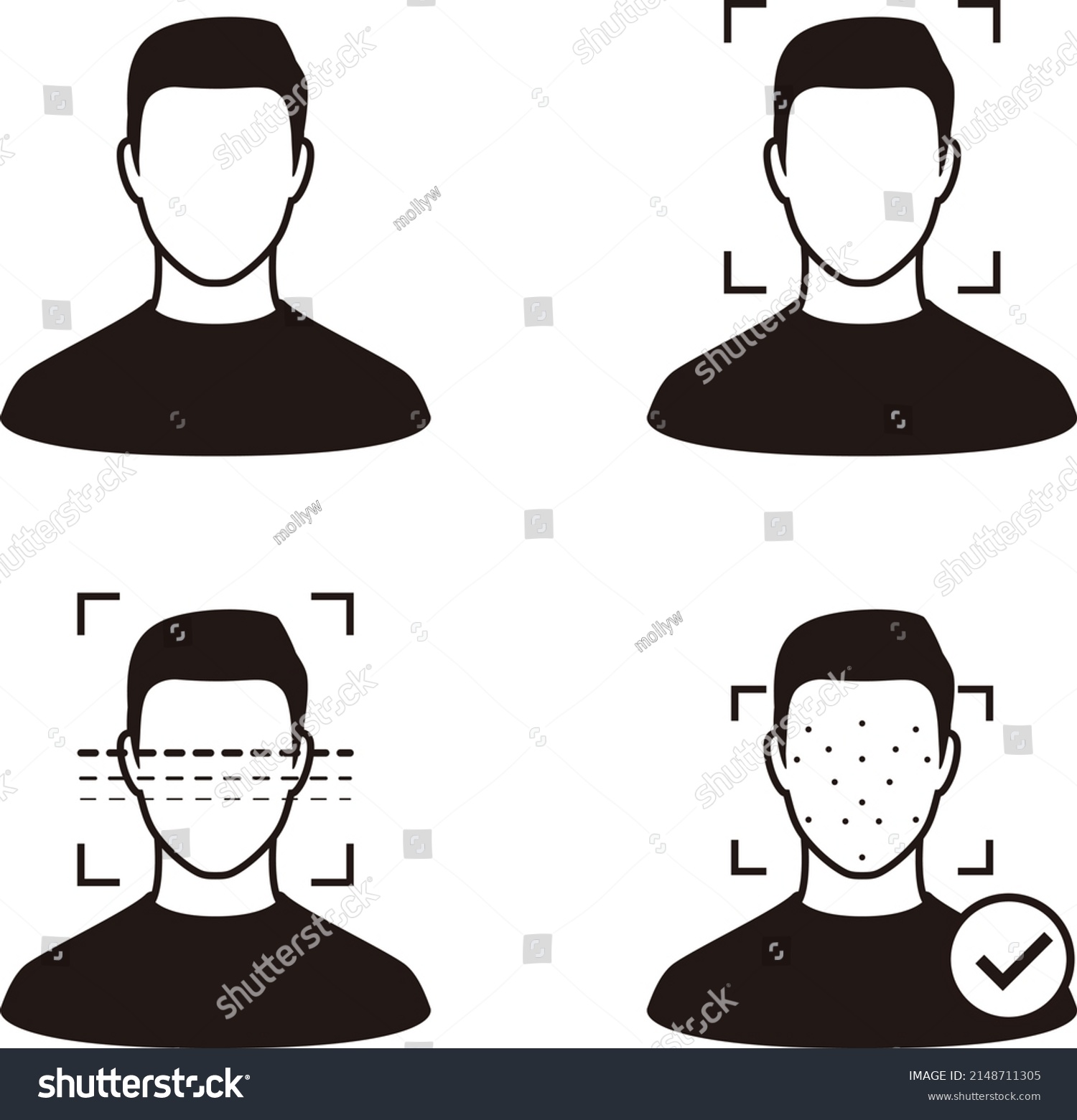 Face Id Facial Recognition System Concept Stock Vector Royalty Free 2148711305 Shutterstock 1334