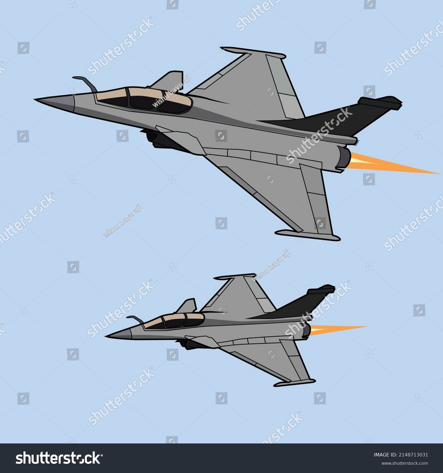 Rafael Jet Fighter Flying Formation Vector Stock Vector (Royalty Free ...