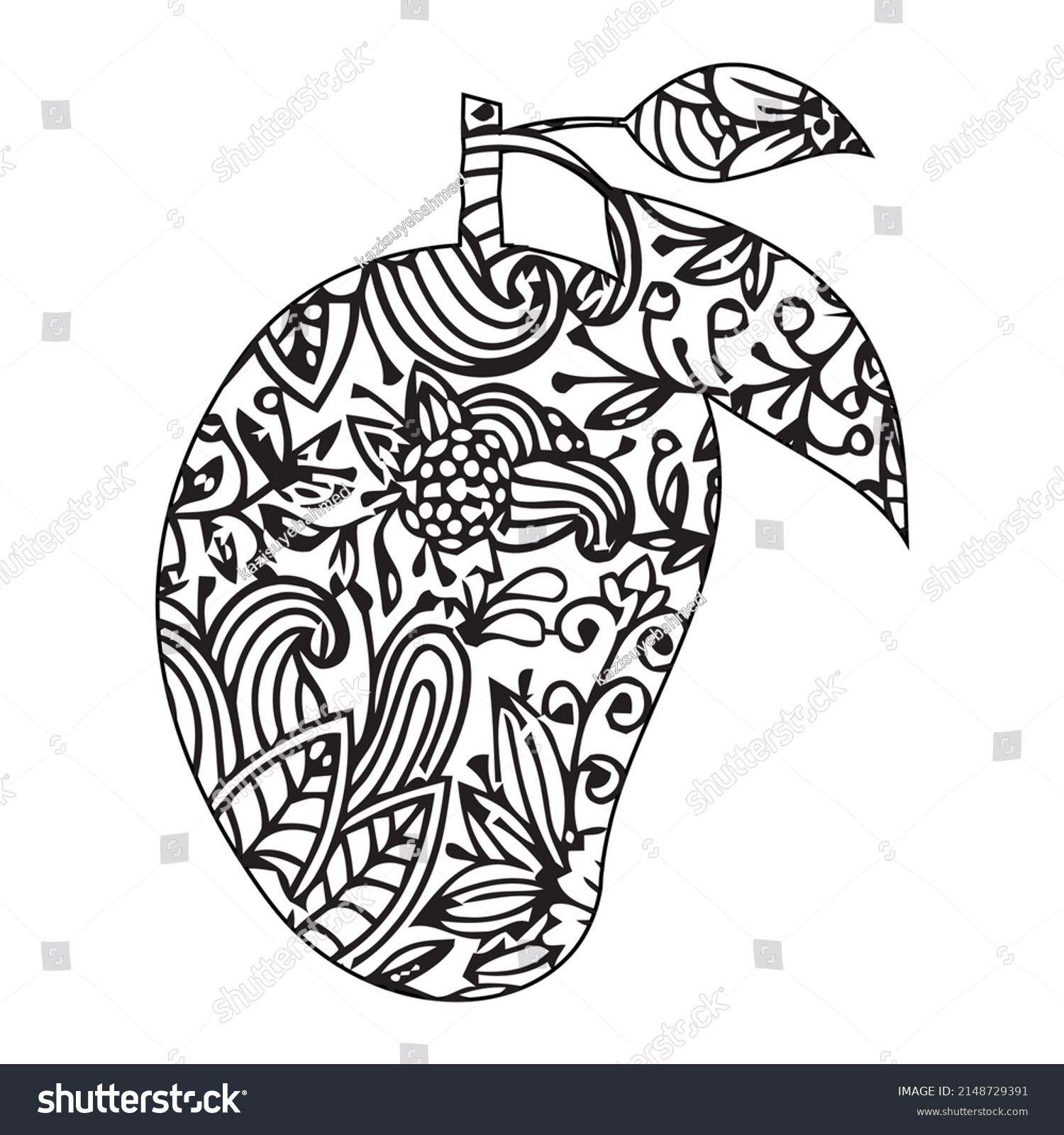 Mandala Mango Coloring Page Kids Stock Vector (Royalty Free) 2148729391 ...