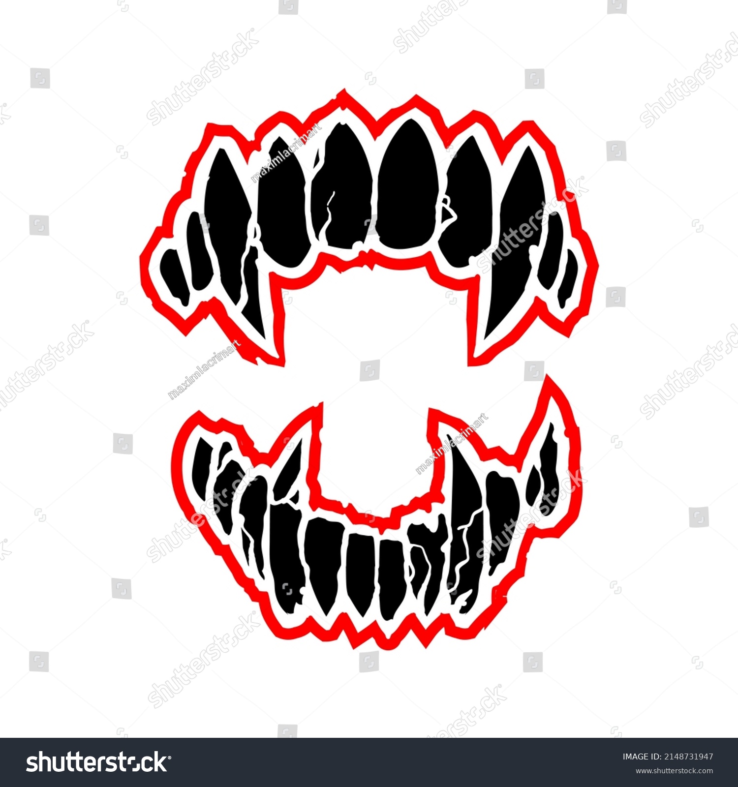 Vampire Teeth Vector Isolated On White Stock Vector (Royalty Free ...