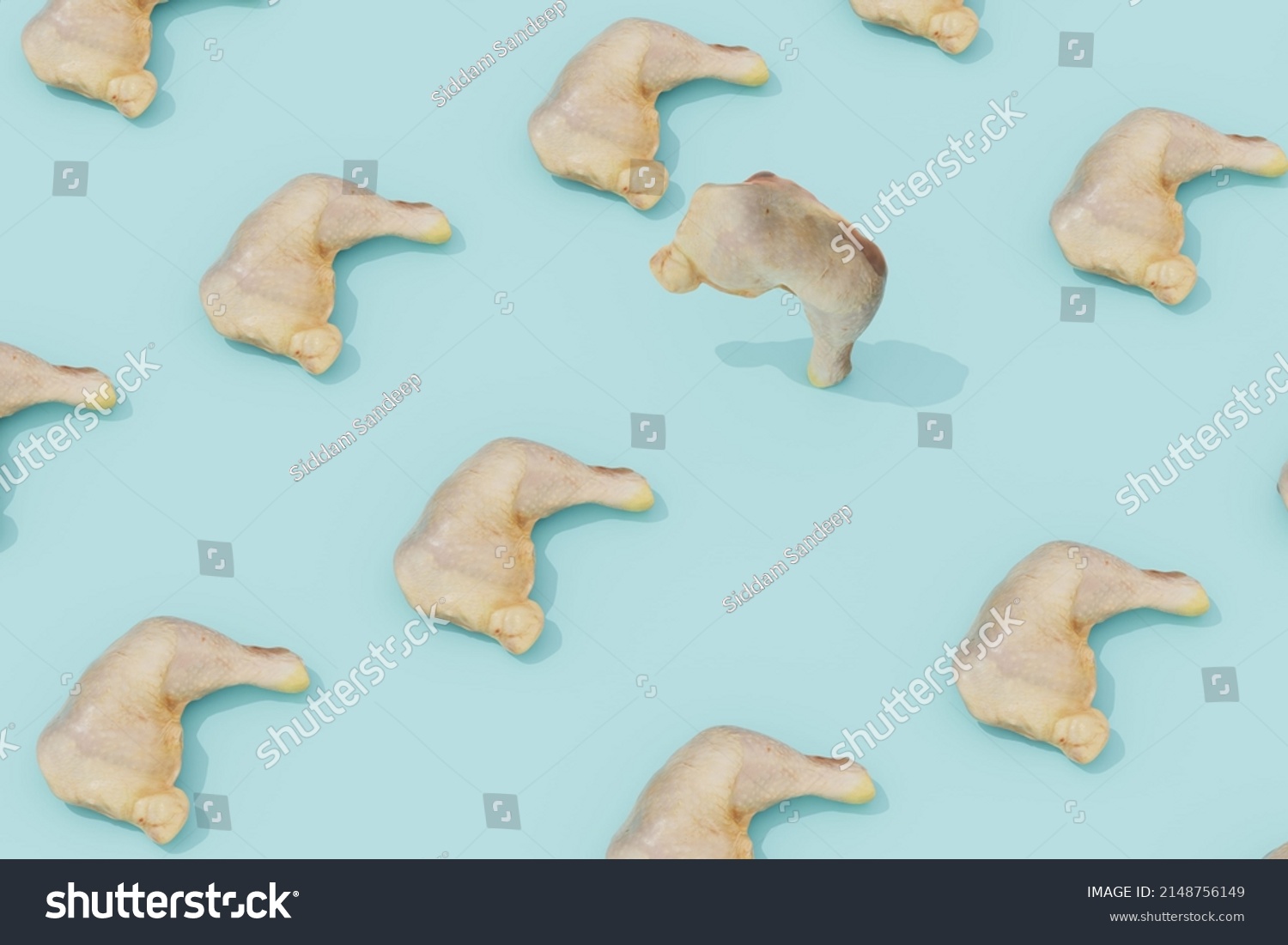 Fresh Chicken Legs 3d Isometric Pattern Stock Illustration 2148756149