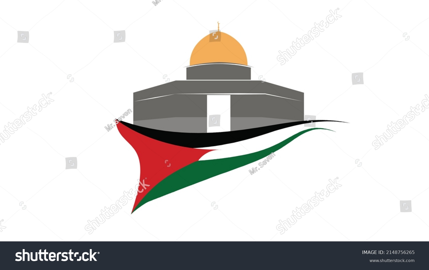 Alaqso Mosque Palestines Flag White Background Stock Illustration ...