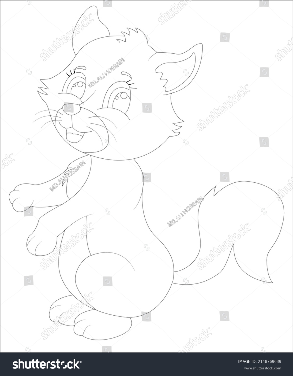 Funny Cat Coloring Page Children Book Stock Vector (Royalty Free