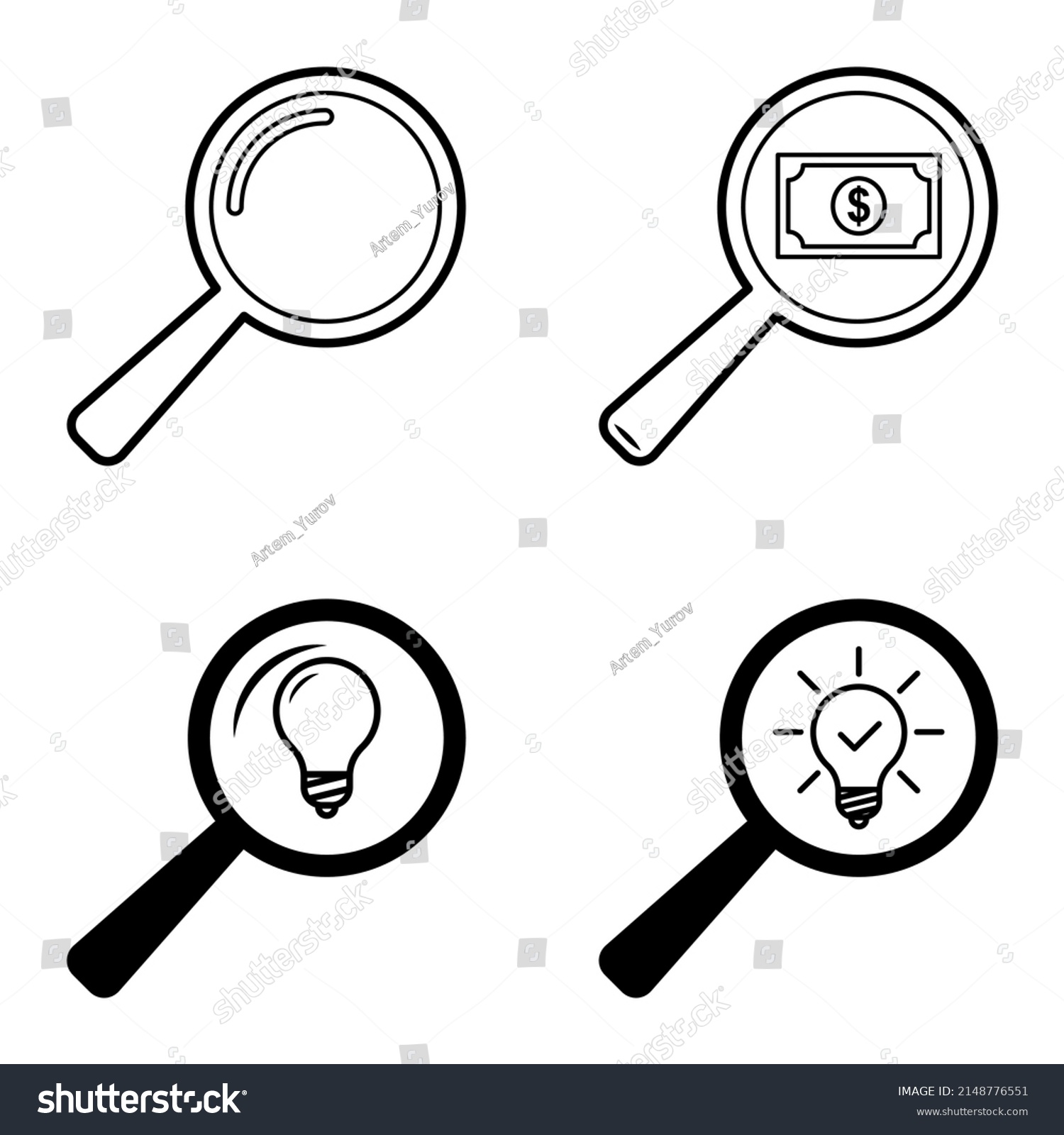 Magnifiers Flat Icon Set Isolated On Stock Vector Royalty Free 2148776551 Shutterstock 8315