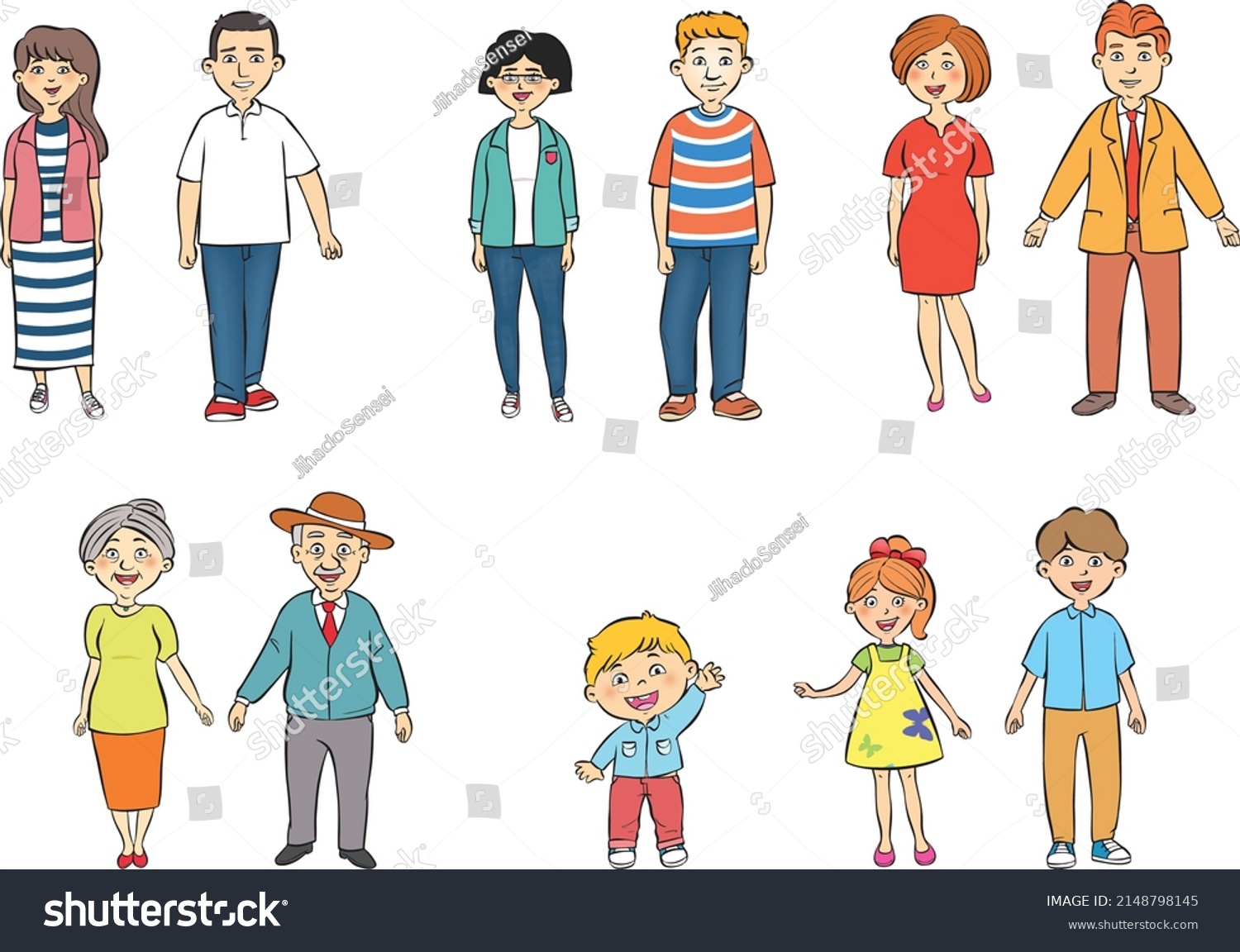 Different Ages People Drawing Set Stock Vector (Royalty Free ...