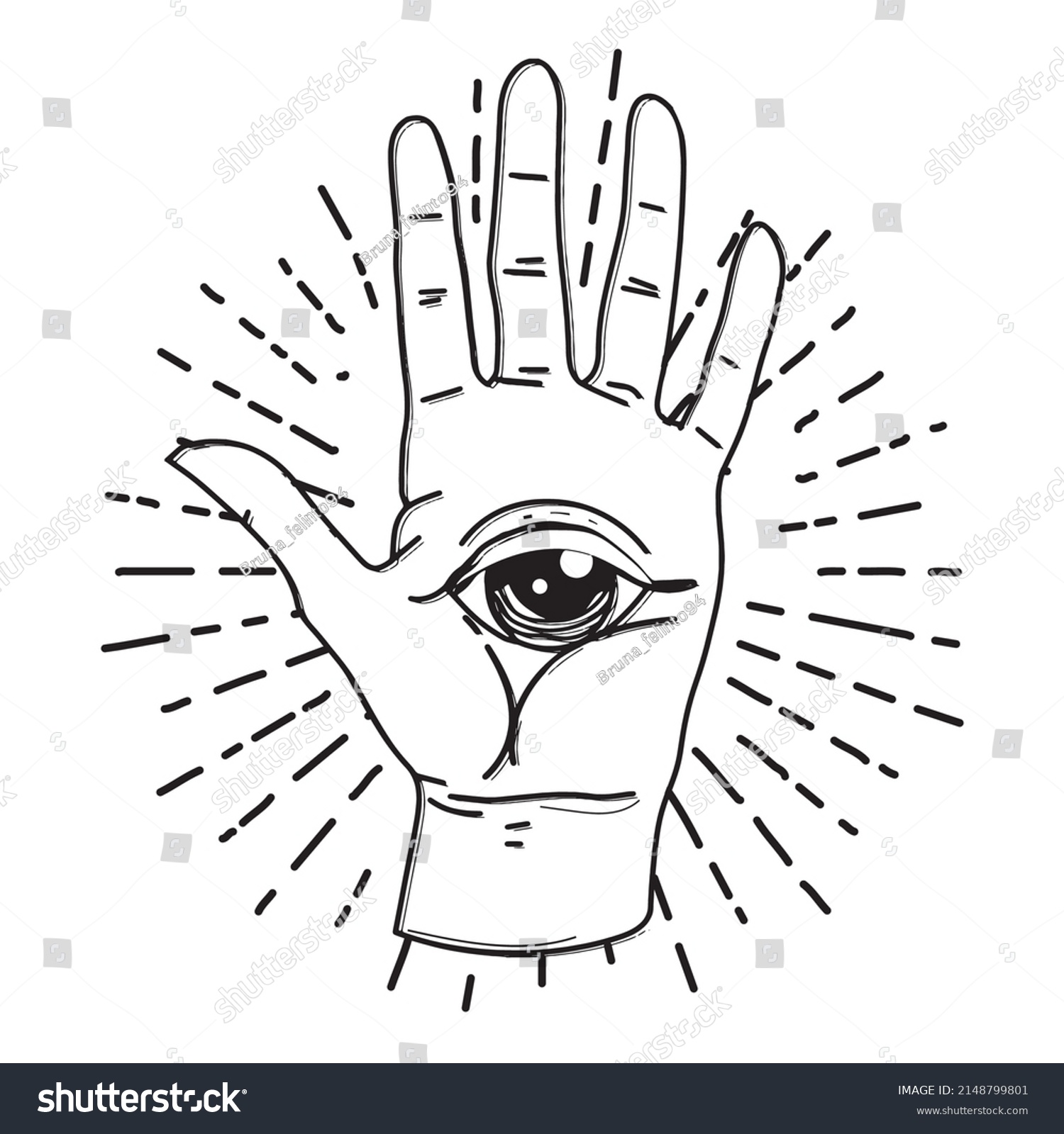 Vintage Hands All Seeing Eyes Handdrawn Stock Vector (royalty Free 